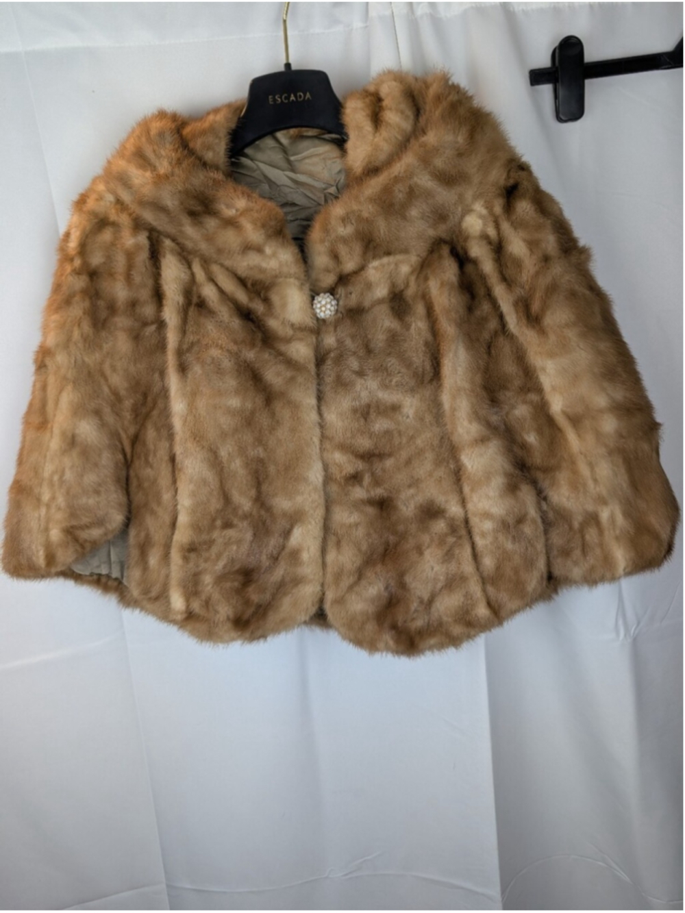 Vintage Custom Real Mink Fur Cape Capelet Brown Shawl Wrap Evening Stole OS